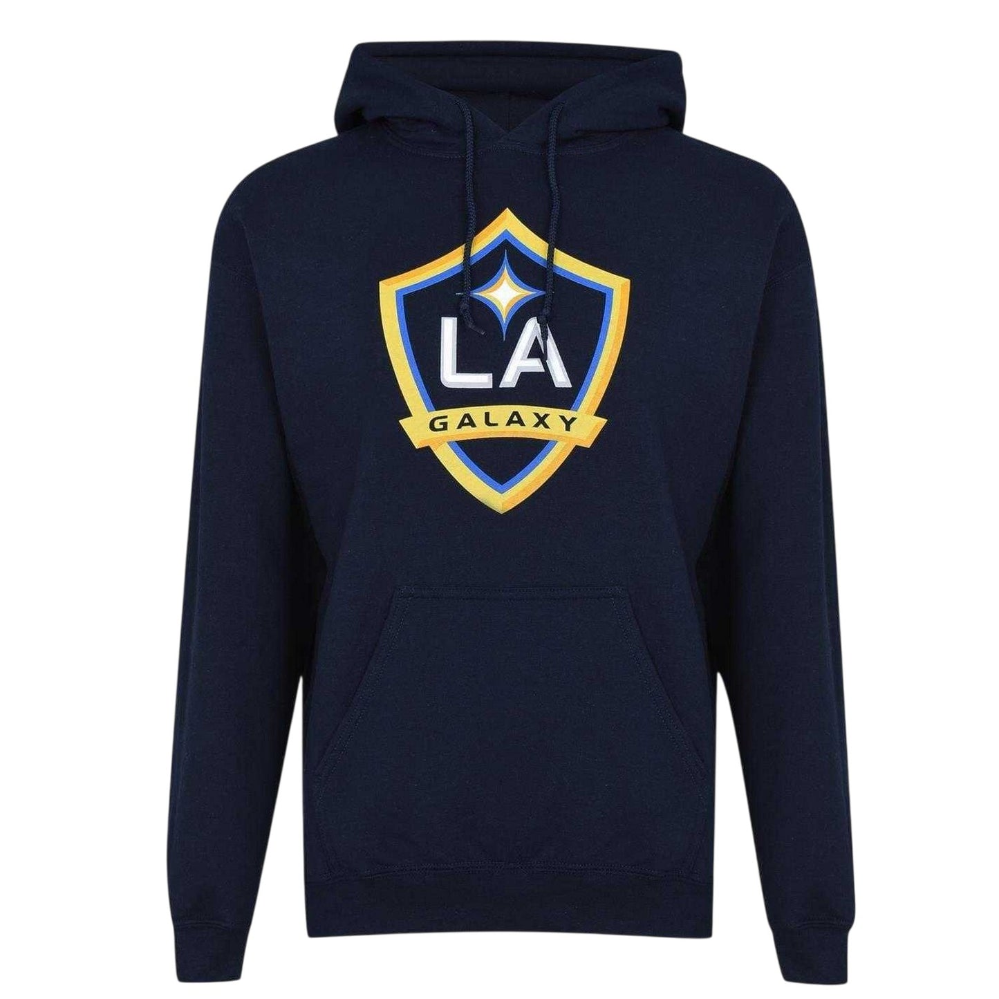Navy - Front - LA Galaxy Mens Logo Drawstring Hoodie