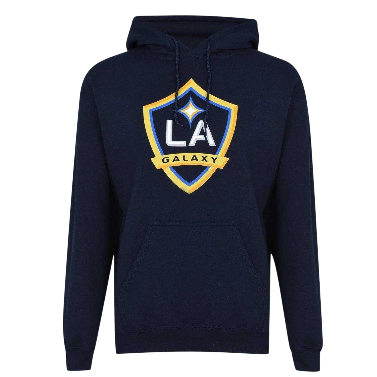 Navy - Front - LA Galaxy Mens Logo Drawstring Hoodie