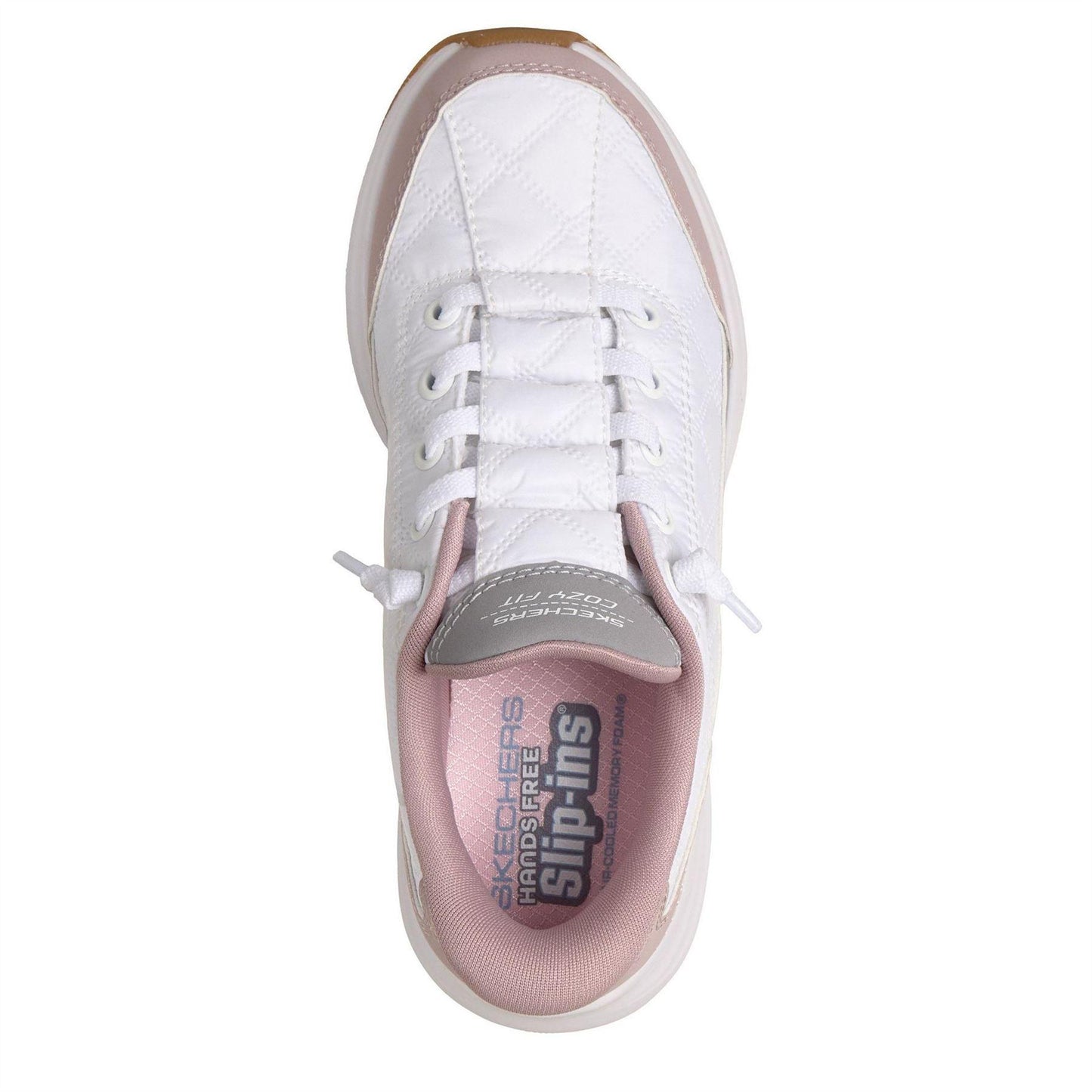 White-Lavender - Back - Skechers Womens-Ladies Cozy Quilted Trainers