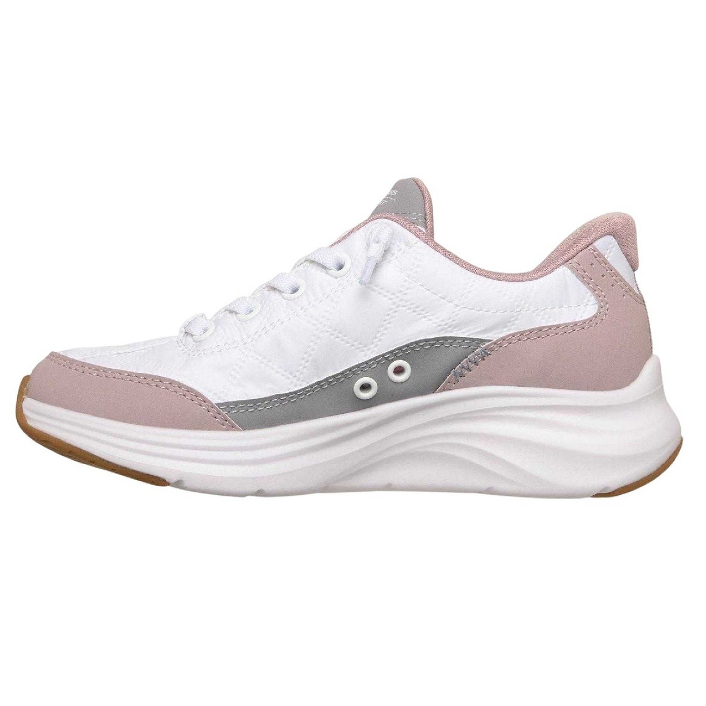 White-Lavender - Side - Skechers Womens-Ladies Cozy Quilted Trainers