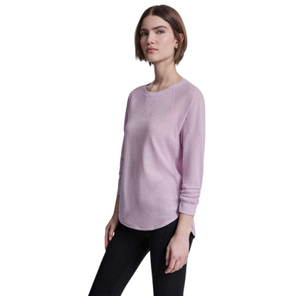 Light Lavender - Side - DKNY Womens-Ladies Waffle Slim 3-4 Sleeve T-Shirt