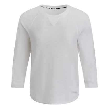 White - Pack Shot - DKNY Womens-Ladies Waffle Slim 3-4 Sleeve T-Shirt