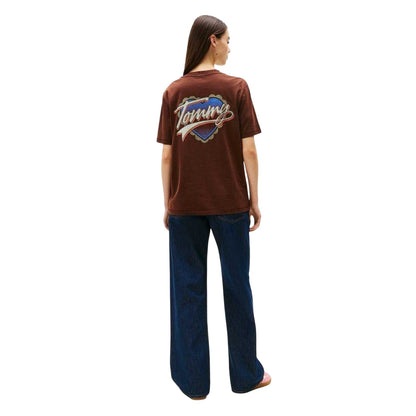 Brown - Back - Tommy Jeans Womens-Ladies Graphic Print Crew Neck T-Shirt
