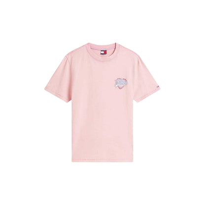 Pink - Front - Tommy Jeans Womens-Ladies Graphic Print Crew Neck T-Shirt