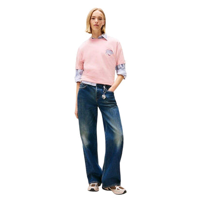 Pink - Side - Tommy Jeans Womens-Ladies Graphic Print Crew Neck T-Shirt