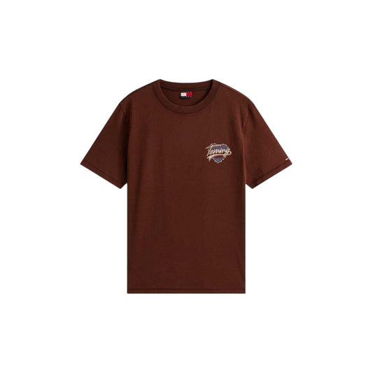 Brown - Front - Tommy Jeans Womens-Ladies Graphic Print Crew Neck T-Shirt