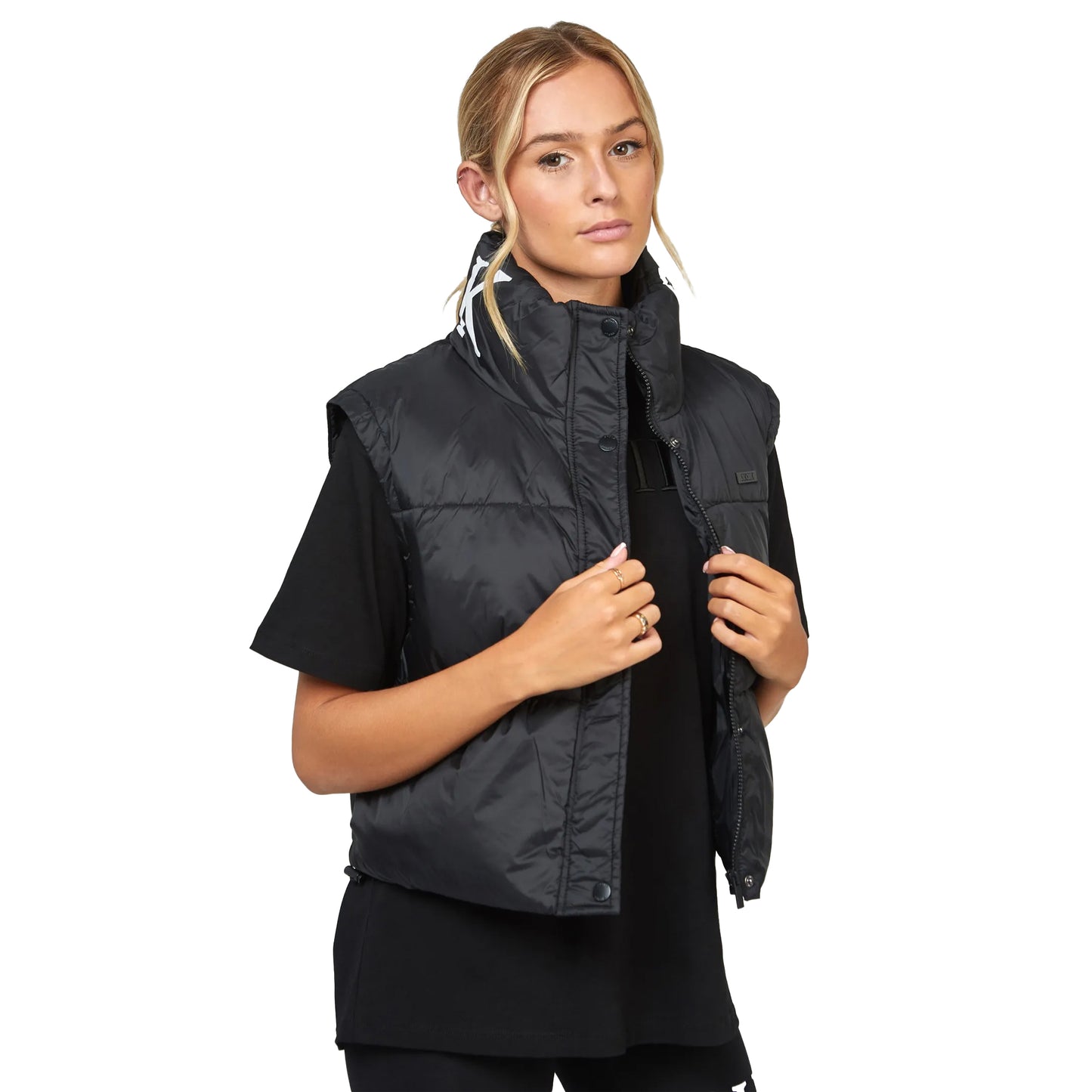 Black - Front - SikSilk Womens-Ladies Cropped Gilet