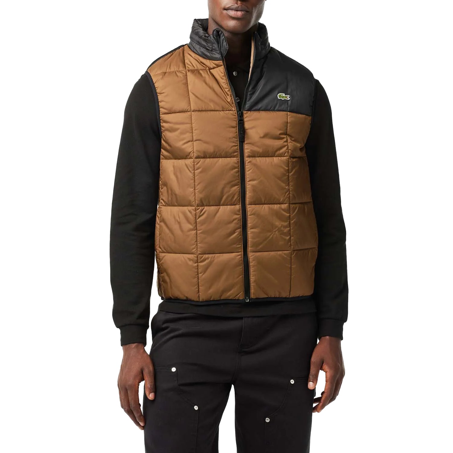 Brown - Side - Lacoste Mens Logo Puffer Gilet