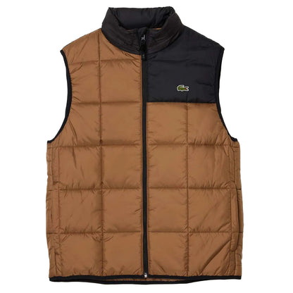 Brown - Front - Lacoste Mens Logo Puffer Gilet