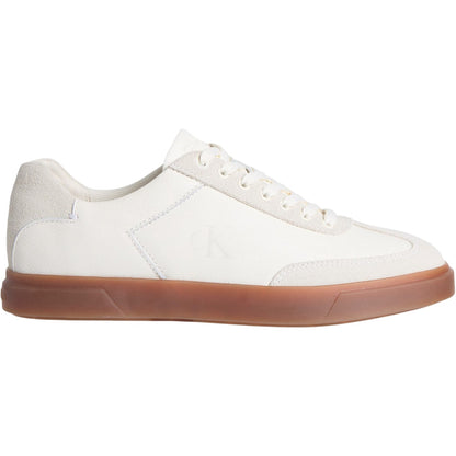 Marshmallow - Pack Shot - Calvin Klein Womens-Ladies Jeans Leather Flat Trainers