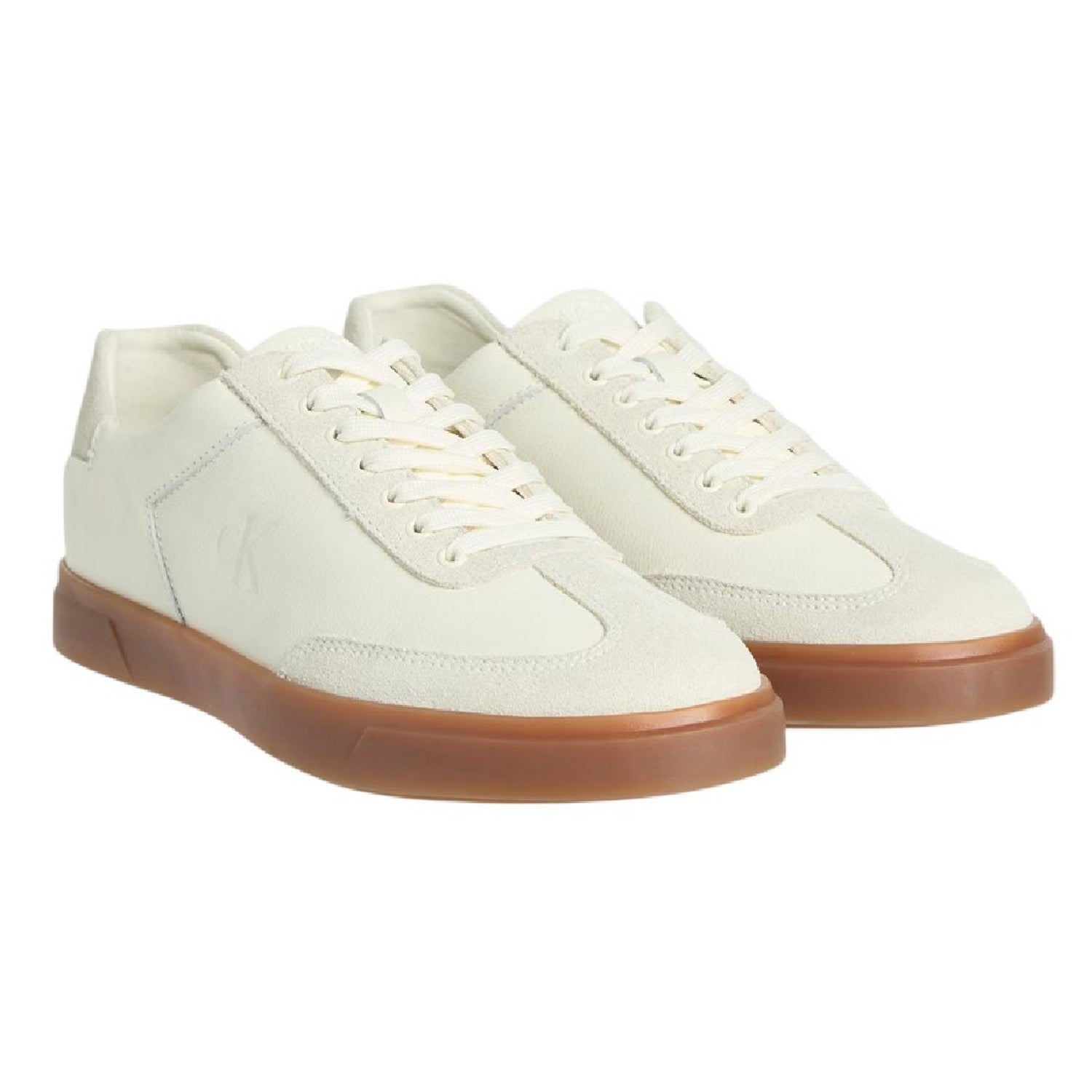 Marshmallow - Front - Calvin Klein Womens-Ladies Jeans Leather Flat Trainers