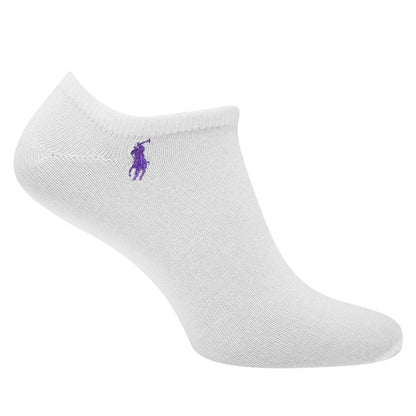 White - Side - Ralph Lauren Mens Polyester Trainer Socks (Pack of 6)