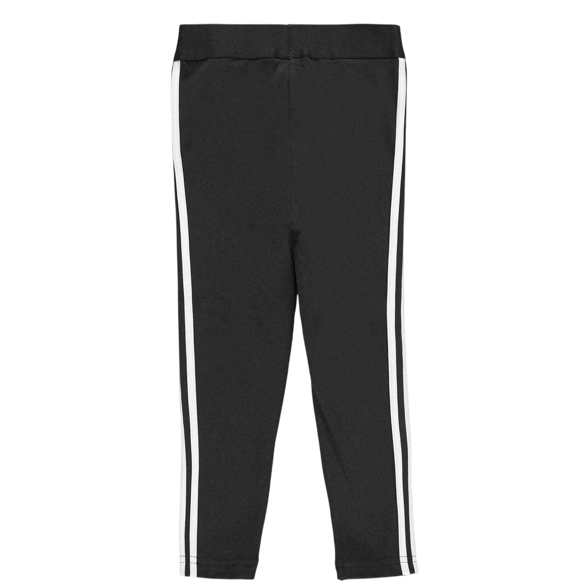 Black-White - Back - Adidas Childrens-Kids Cotton 3 Stripes Leggings