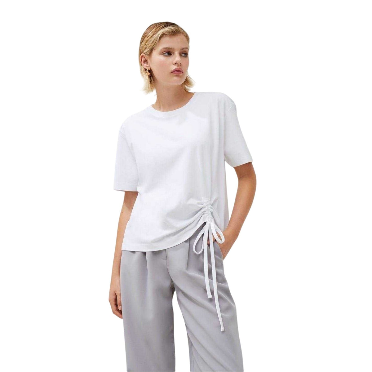 Linen - Side - French Connection Womens-Ladies Ruched T-Shirt