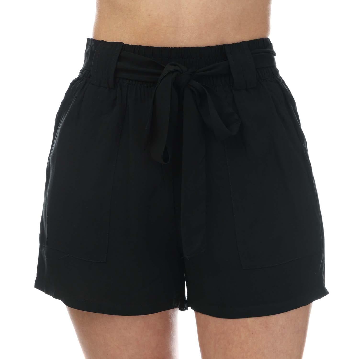 Black - Front - Only Womens-Ladies Nova Life Talia Front Tie Shorts