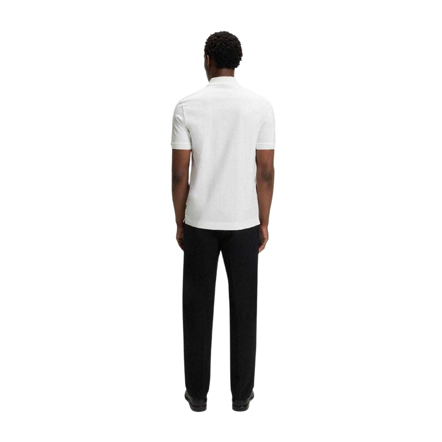 White - Back - Boss Mens Paras 65 Mercerised Cotton Polo Shirt