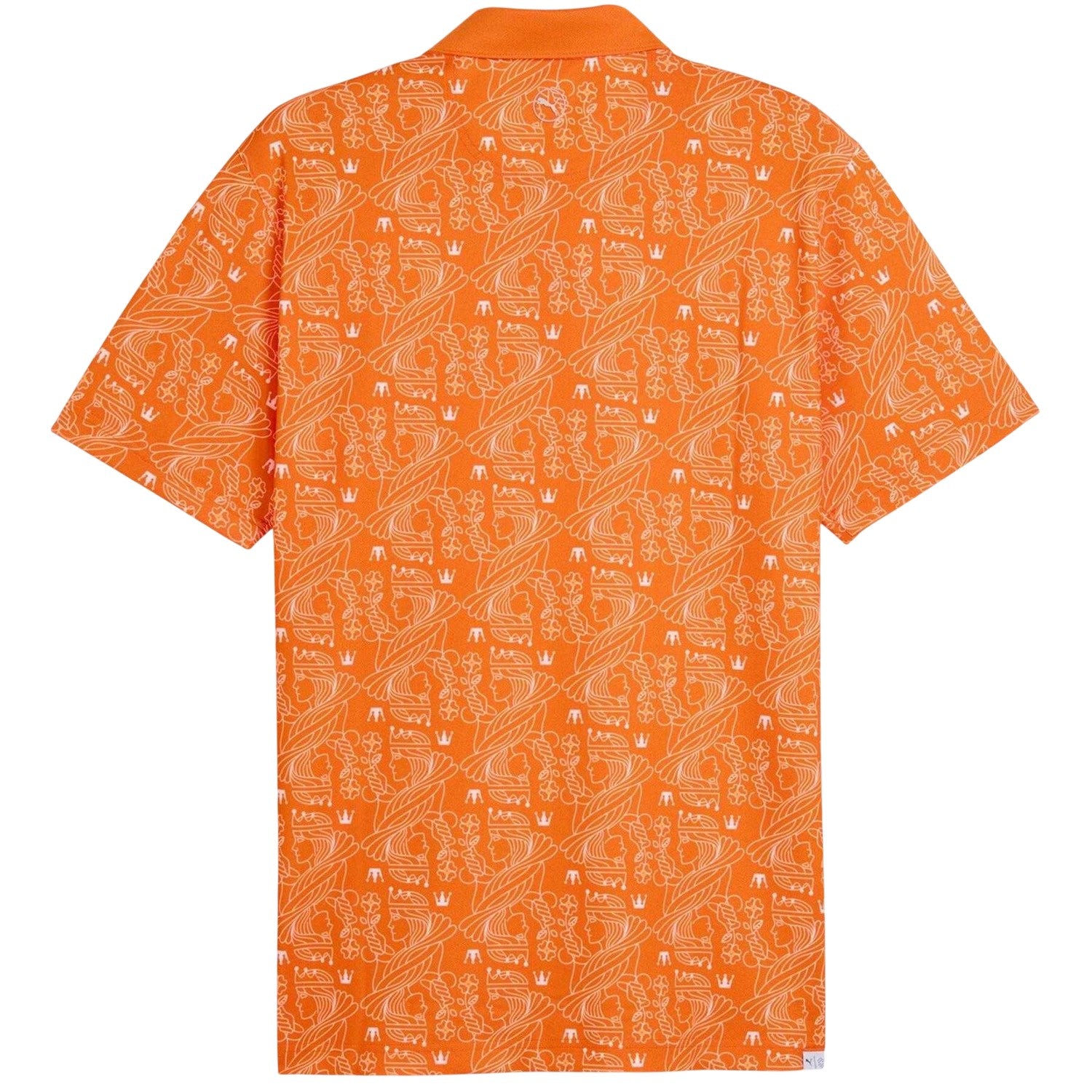 Orange - Back - Puma Mens Royal Crest Pique Golf Polo Shirt