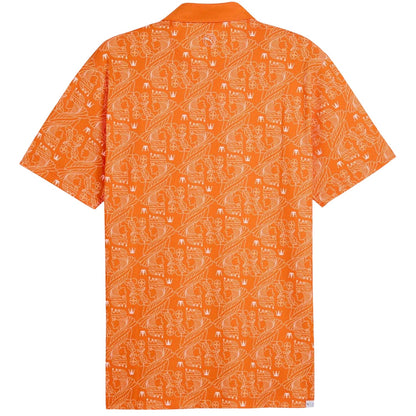 Orange - Back - Puma Mens Royal Crest Pique Golf Polo Shirt