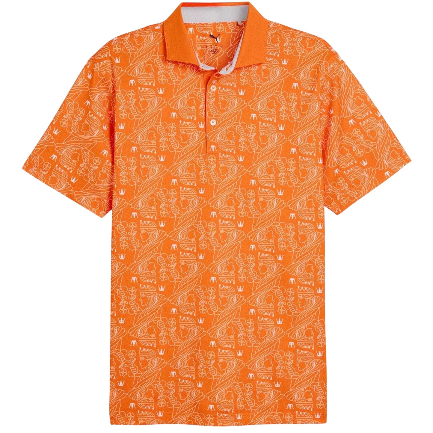 Orange - Front - Puma Mens Royal Crest Pique Golf Polo Shirt