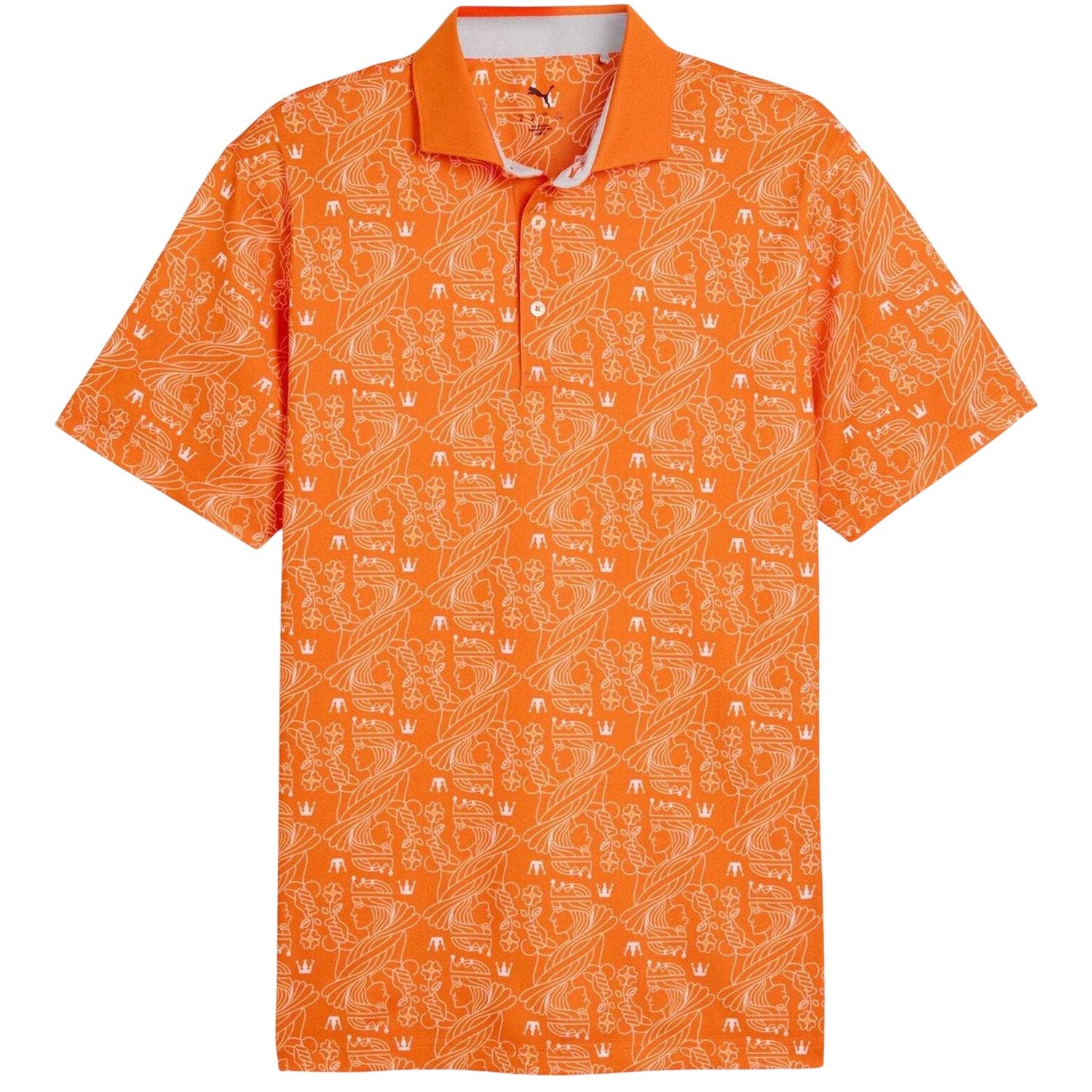 Orange - Front - Puma Mens Royal Crest Pique Golf Polo Shirt