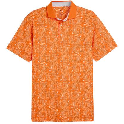 Orange - Front - Puma Mens Royal Crest Pique Golf Polo Shirt