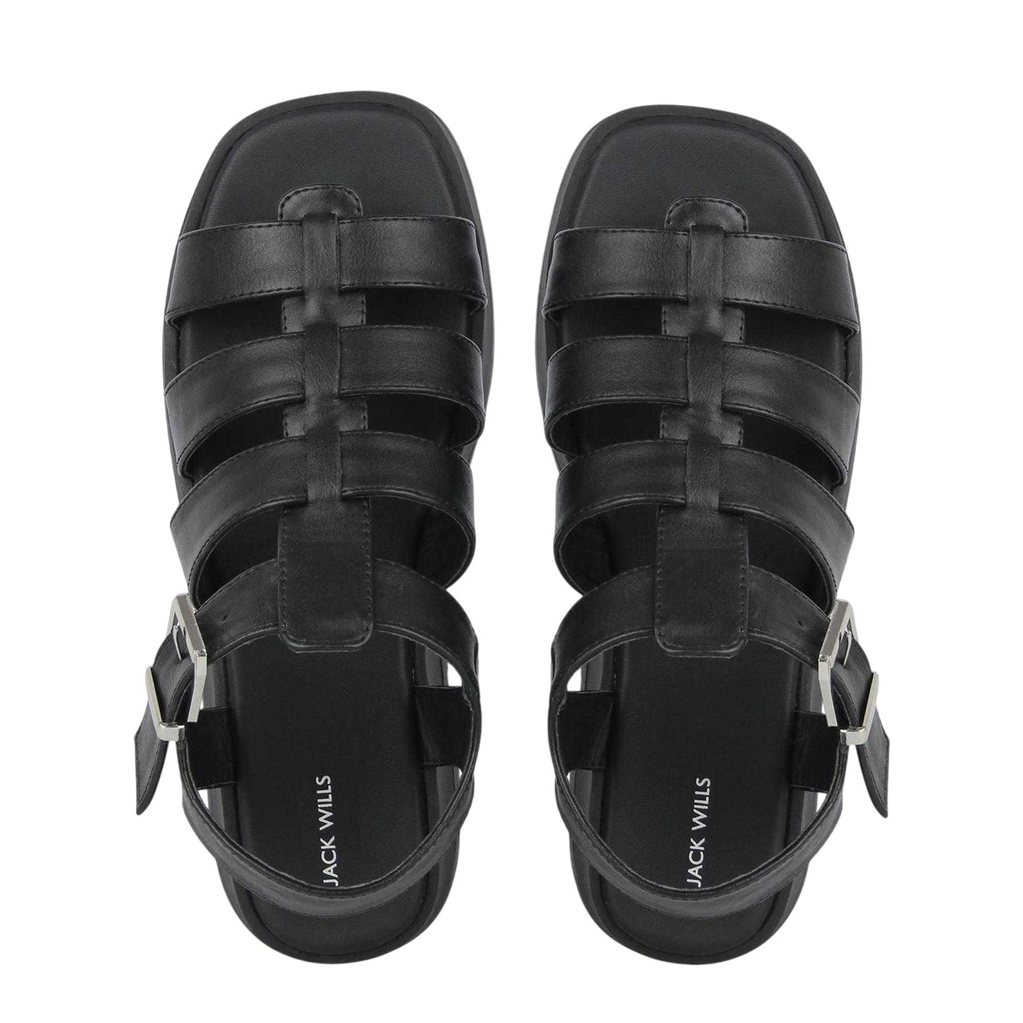 Black - Side - Jack Wills Womens-Ladies Gladiator Platform Sandals