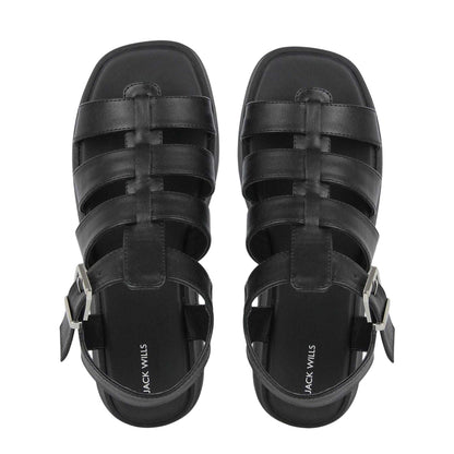 Black - Side - Jack Wills Womens-Ladies Gladiator Platform Sandals