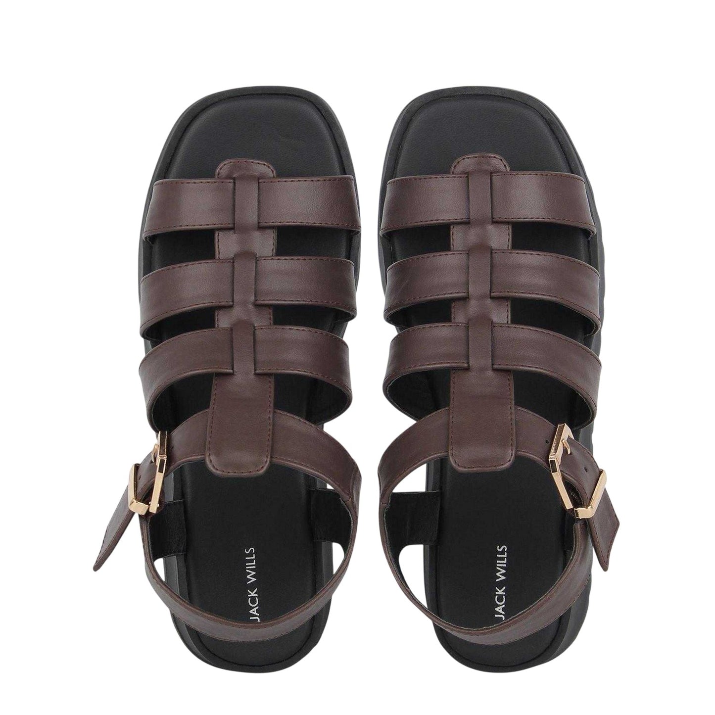 Taupe - Side - Jack Wills Womens-Ladies Gladiator Platform Sandals