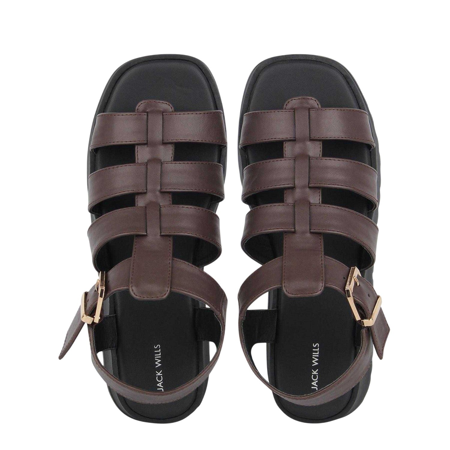 Taupe - Side - Jack Wills Womens-Ladies Gladiator Platform Sandals