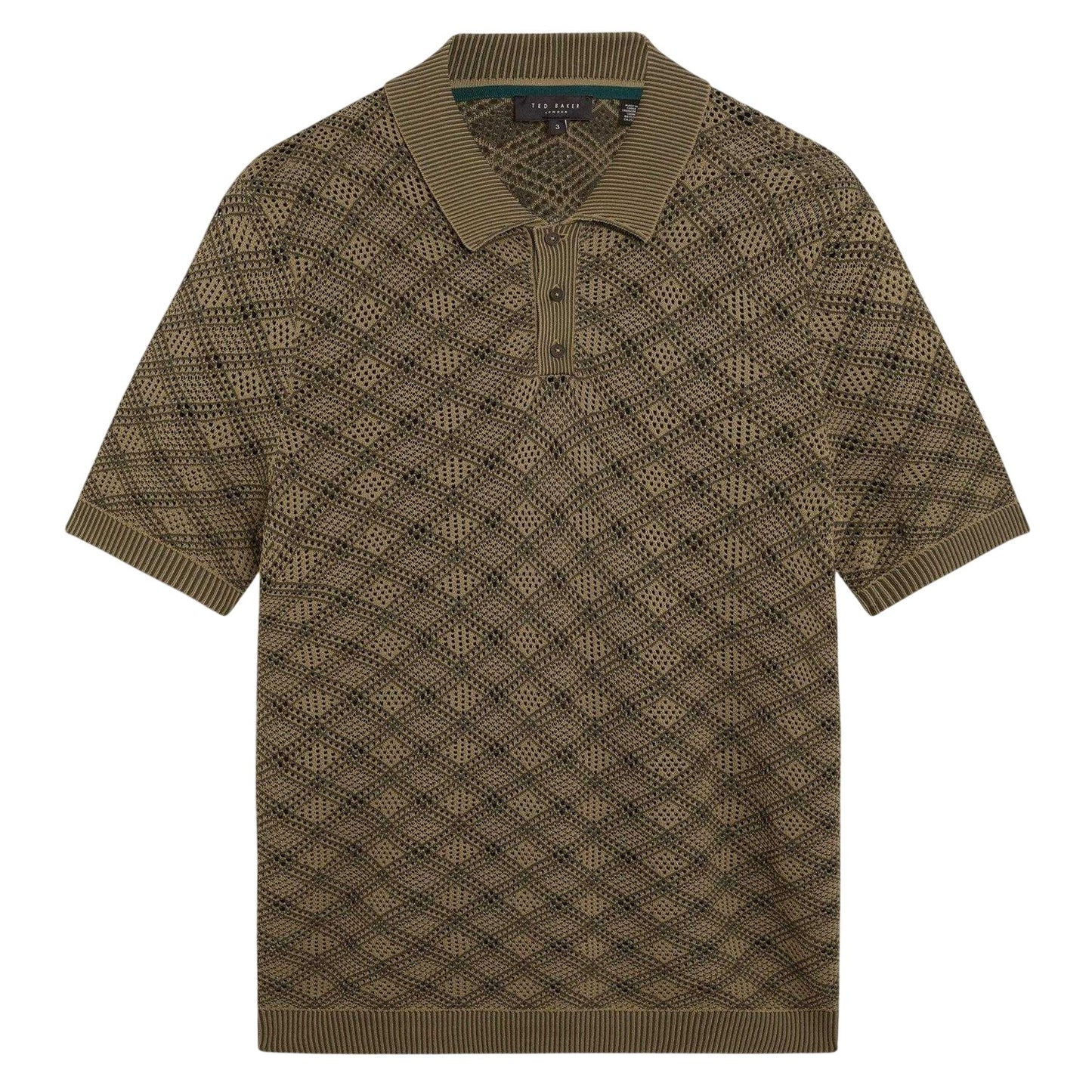 Khaki - Front - Ted Baker Mens Geometric Polo Shirt