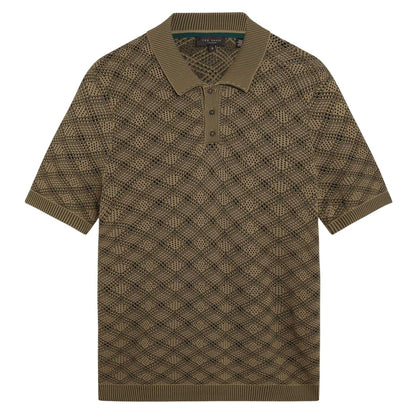 Khaki - Front - Ted Baker Mens Geometric Polo Shirt