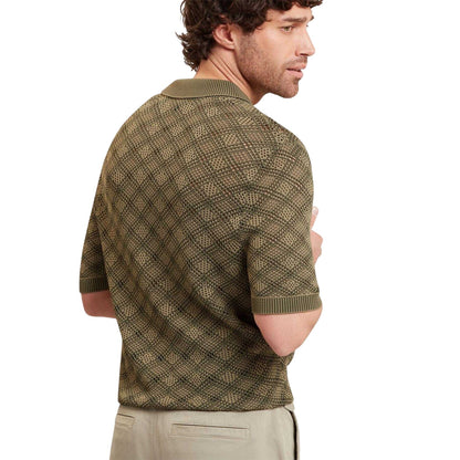 Khaki - Back - Ted Baker Mens Geometric Polo Shirt