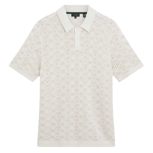 Ecru - Front - Ted Baker Mens Geometric Polo Shirt