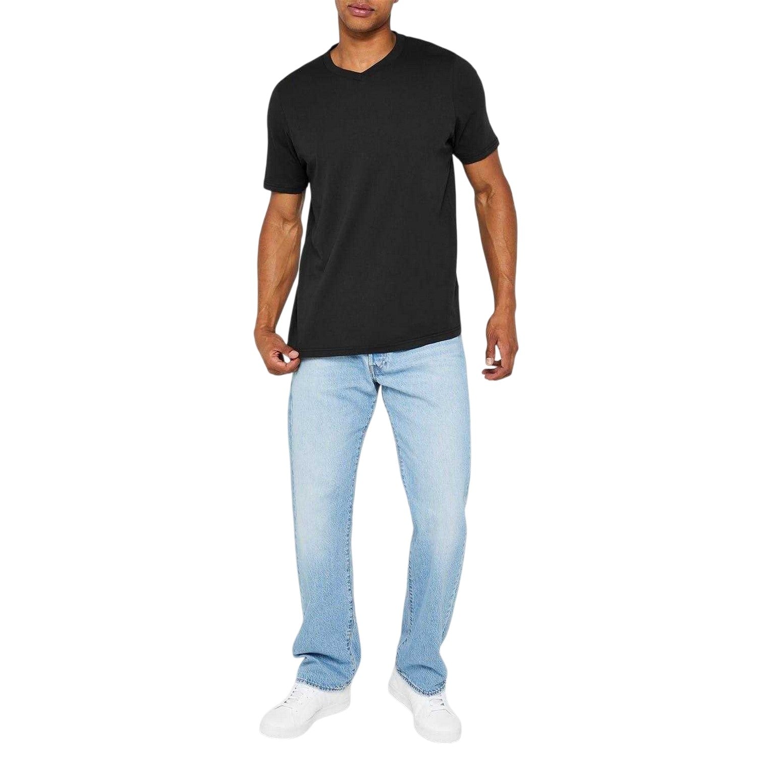 White-Black-Navy - Side - Donnay Mens Cotton Blend T-Shirt (Pack of 3)