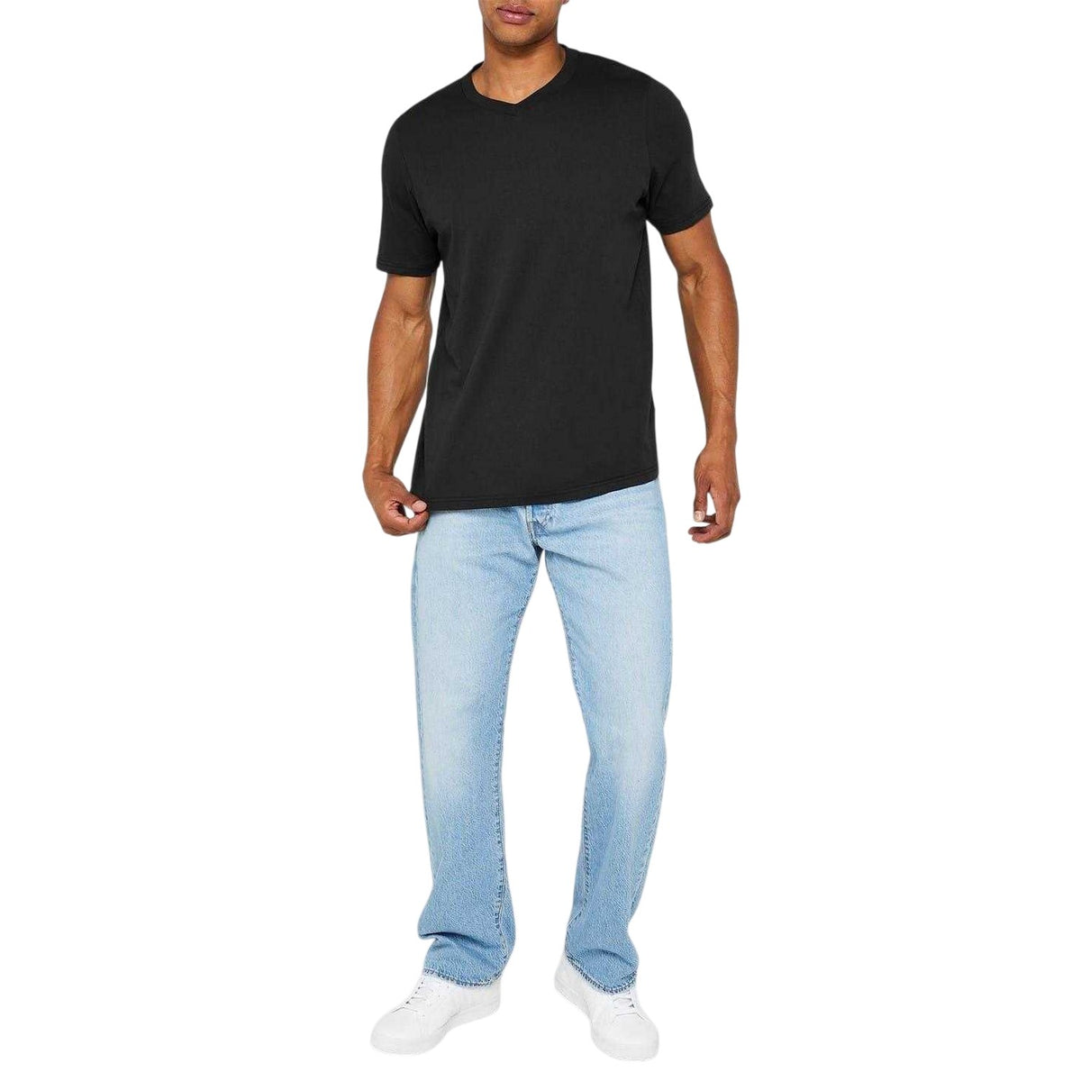 White-Black-Navy - Side - Donnay Mens Cotton Blend T-Shirt (Pack of 3)
