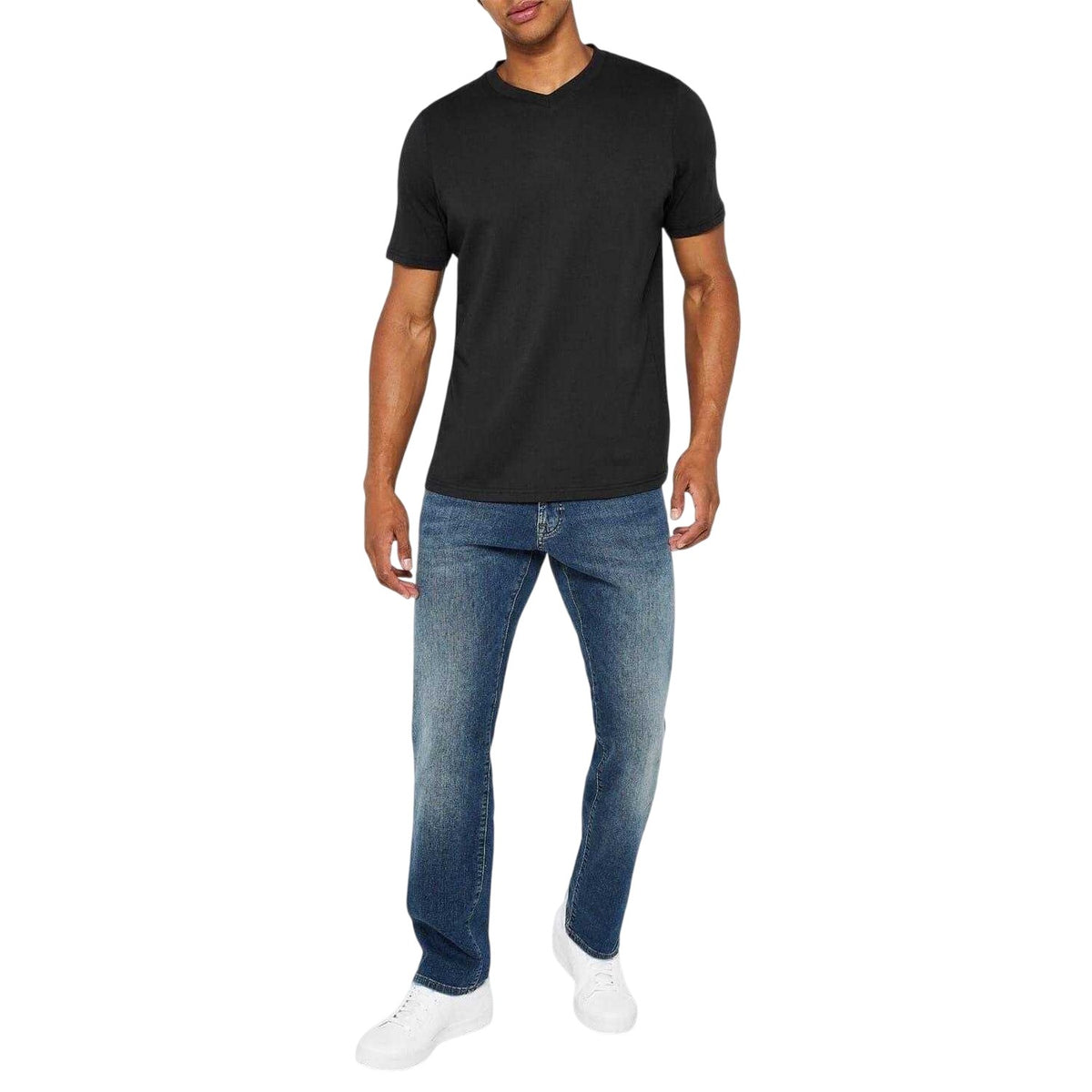 Black - Back - Donnay Mens Cotton Blend T-Shirt (Pack of 3)