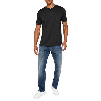 Black - Back - Donnay Mens Cotton Blend T-Shirt (Pack of 3)