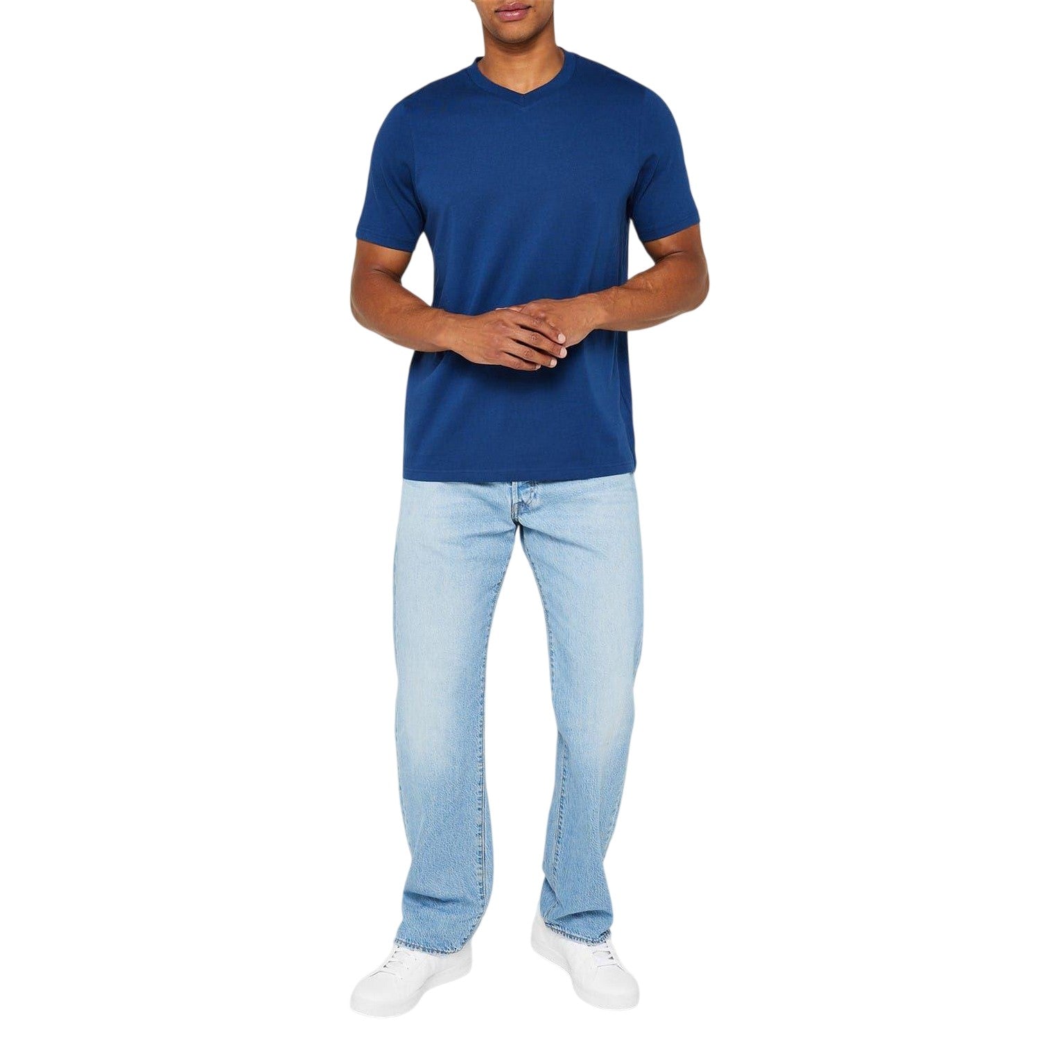 Light Blue-Blue-Dark Blue - Back - Donnay Mens Cotton Blend T-Shirt (Pack of 3)