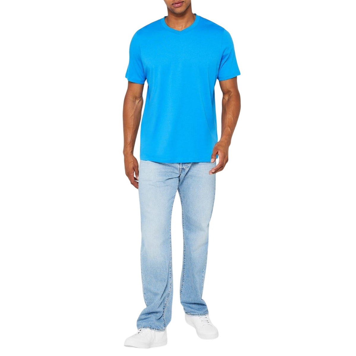 Light Blue-Blue-Dark Blue - Side - Donnay Mens Cotton Blend T-Shirt (Pack of 3)
