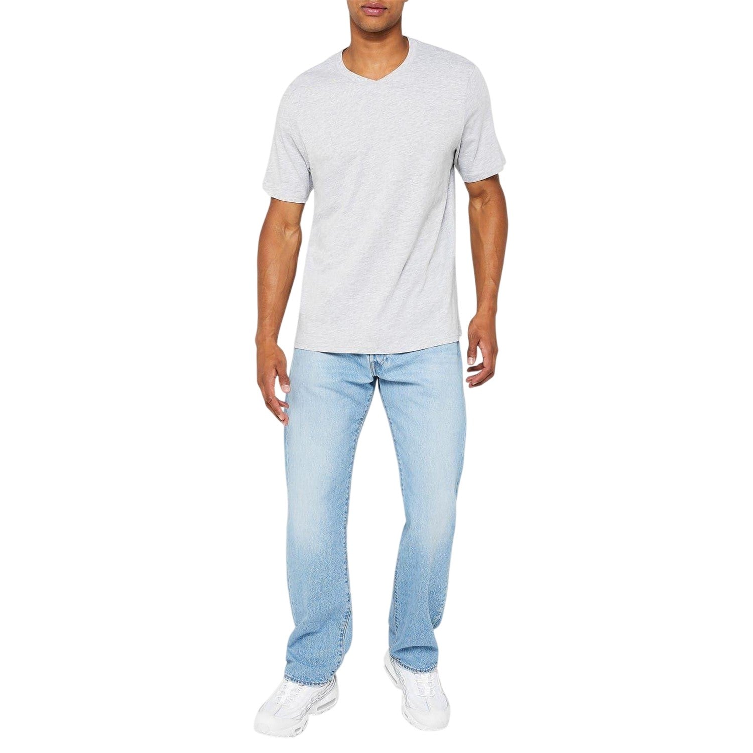 Grey Marl-Charcoal Marl-Black - Side - Donnay Mens Cotton Blend T-Shirt (Pack of 3)