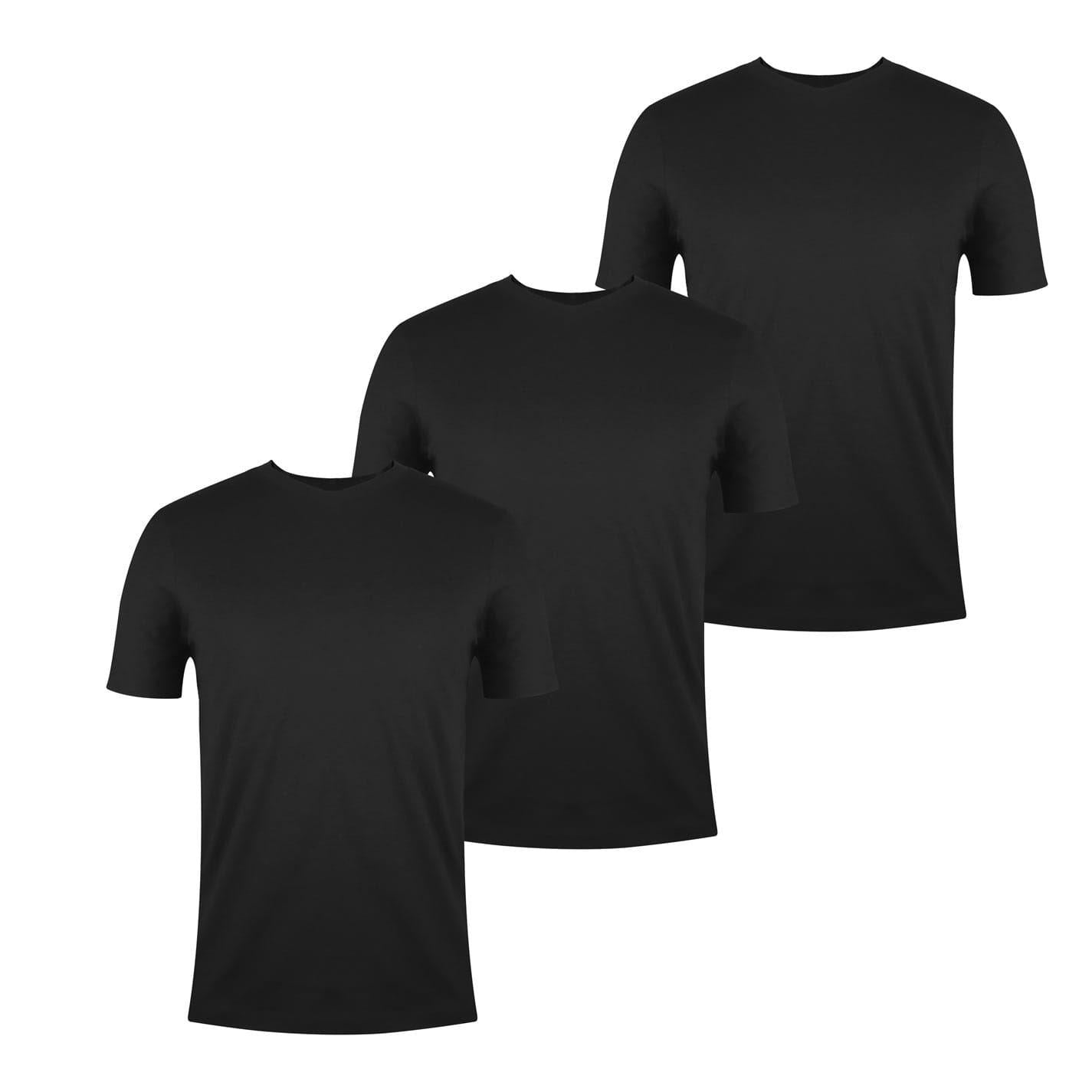 Black - Front - Donnay Mens Cotton Blend T-Shirt (Pack of 3)