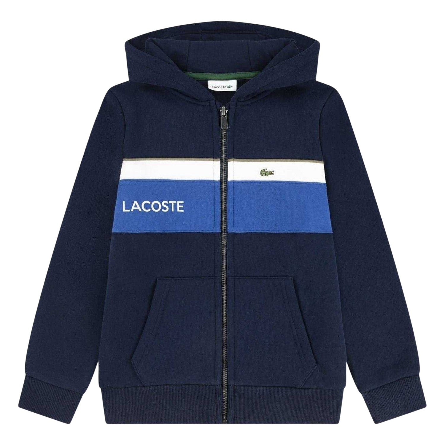 Marine Blue - Front - Lacoste Childrens-Kids Full Zip Hoodie