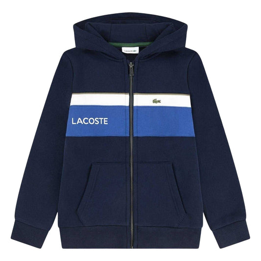 Marine Blue - Front - Lacoste Childrens-Kids Full Zip Hoodie