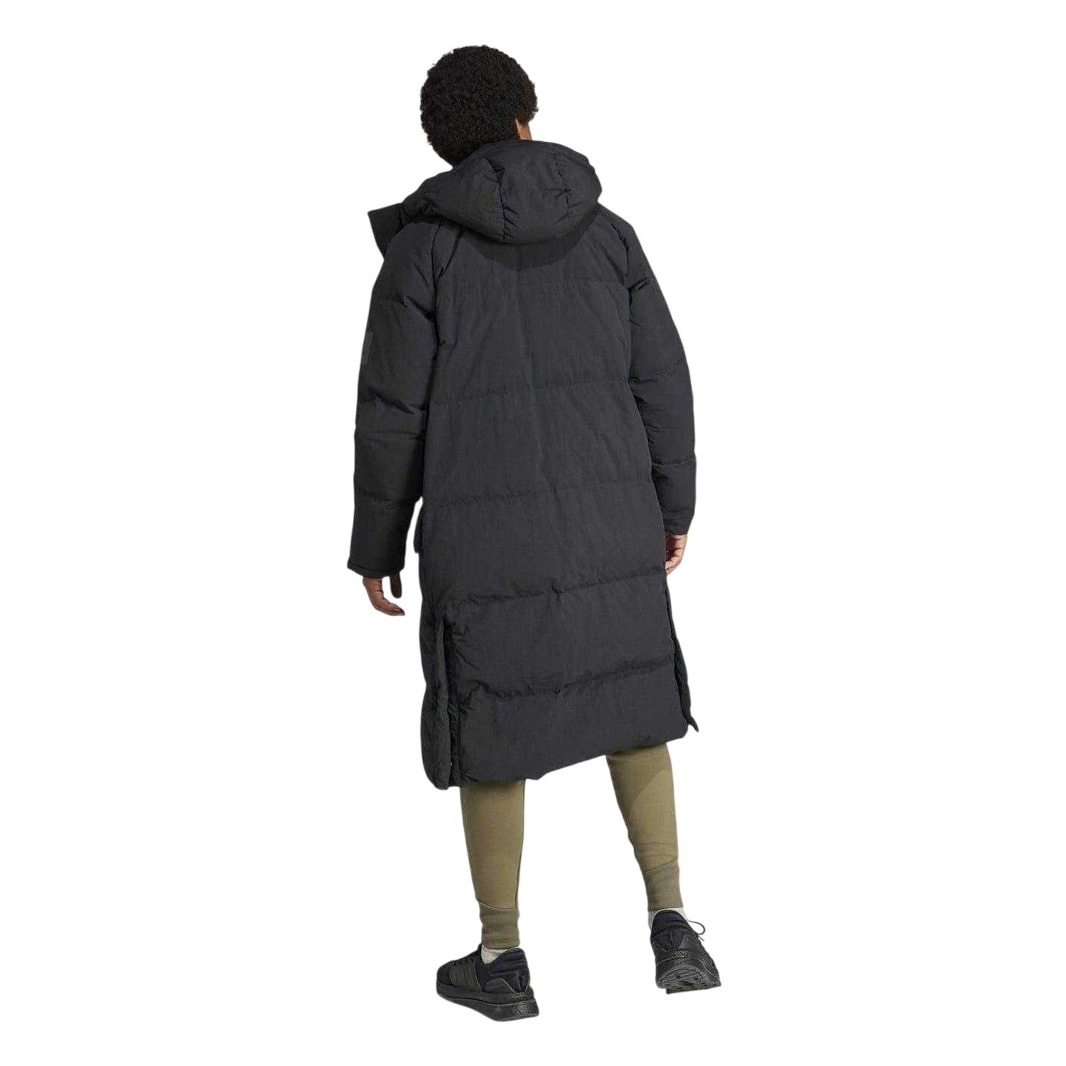 Black - Back - Adidas Mens Down Filled Longline Puffer Jacket