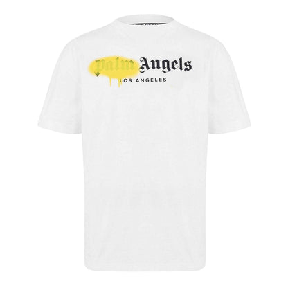 White-Yellow - Front - Palm Angels Unisex Adult London Spray Paint T-Shirt