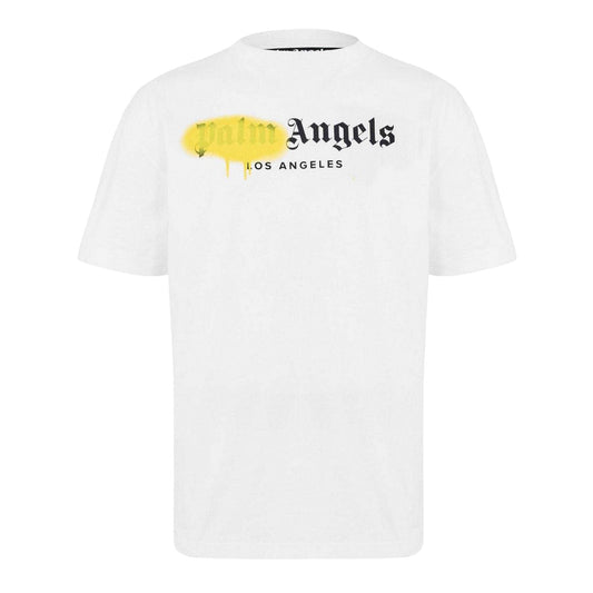 White-Yellow - Front - Palm Angels Unisex Adult London Spray Paint T-Shirt