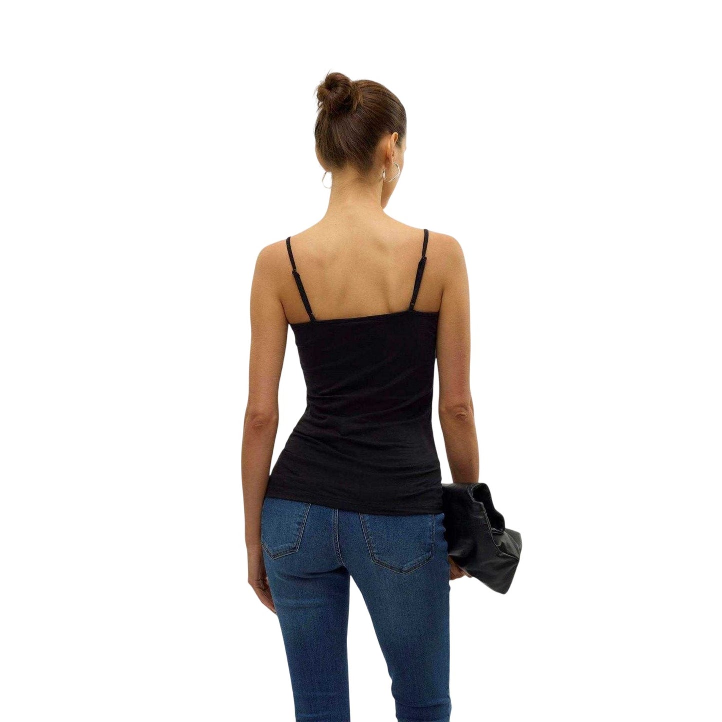 Black - Back - Vero Moda Womens-Ladies Cotton Blend Vest Top