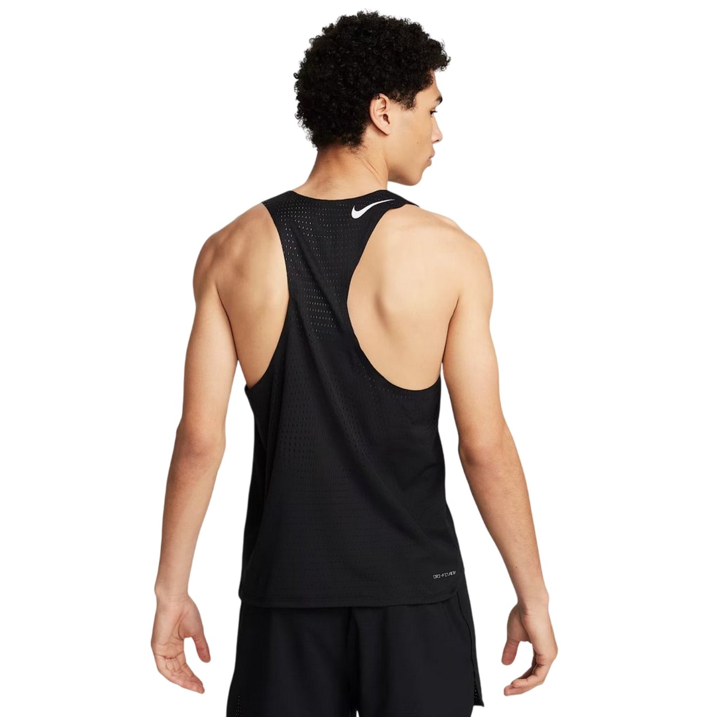 Black-White - Back - Nike Mens Aero Swift Dri-FIT Vest Top