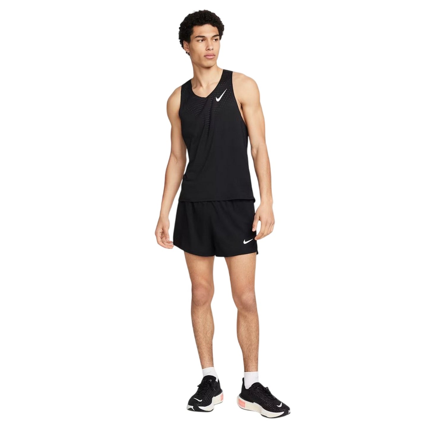 Black-White - Side - Nike Mens Aero Swift Dri-FIT Vest Top