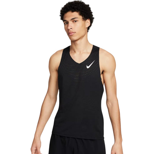 Black-White - Front - Nike Mens Aero Swift Dri-FIT Vest Top